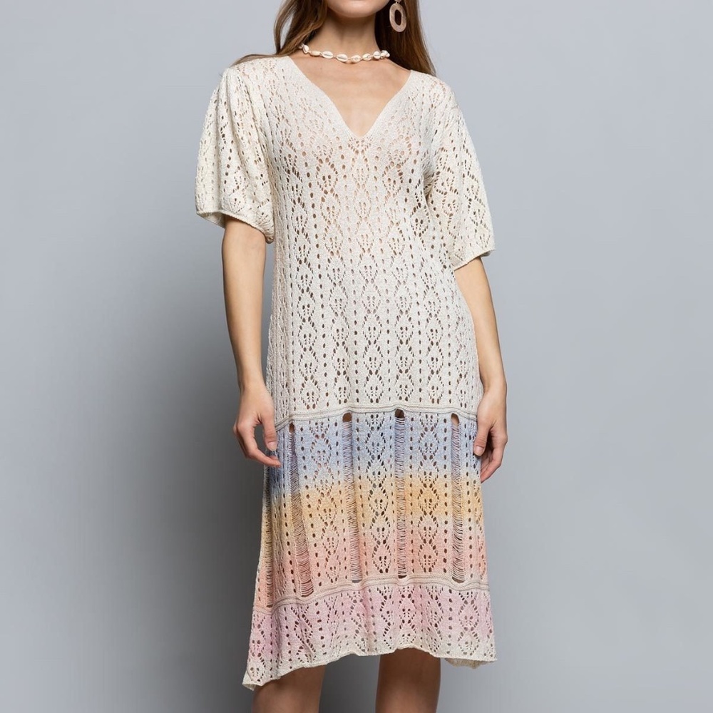 dip dye tie-dye lightweight short sleeve dress